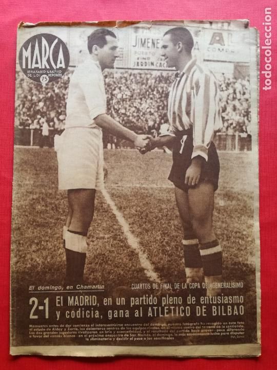 Sammelleidenschaft Sport: PERIODICO MARCA 1942 COPA 41/42 REAL MADRID-ATHLETIC ZARRA - BAR&Ccedil;A-ESPA&Ntilde;OL - AT. AVIACION-VALLADOLID
