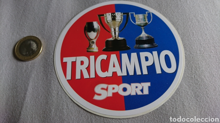 Coleccionismo deportivo: Pegatina Sport TRICAMPIO FC Barcelona - Foto 1 - 240615290