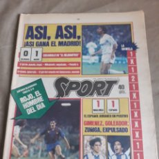 Coleccionismo deportivo: SPORT 20 FEBRERO 1984 . SALAMANCA 0 REAL MADRID 1. ASI , ASI GANA EL MADRID ESCÁNDALO EN EL HELMANT