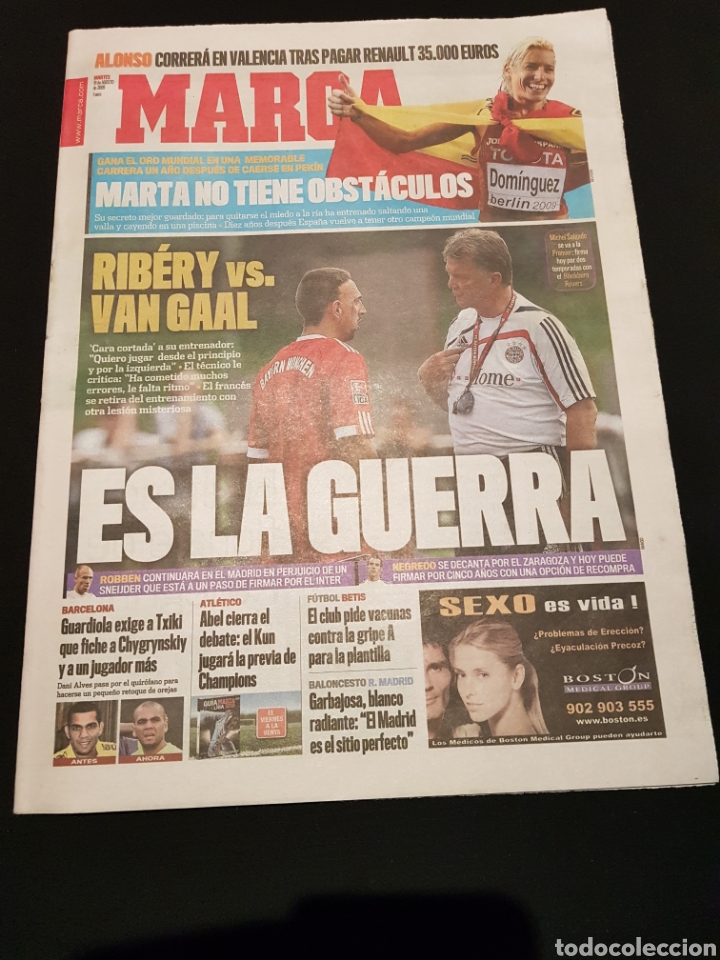 Sports collectibles: PEDIDO M&Iacute;NIMO 10&euro; + GASTOS Peri&oacute;dico Marca Martes 18 de Agosto de 2009