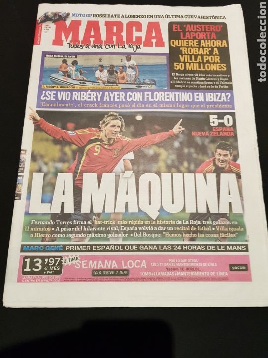 Sports collectibles: PEDIDO M&Iacute;NIMO 10&euro; + GASTOS Peri&oacute;dico Marca Lunes 15 de Junio de 2009