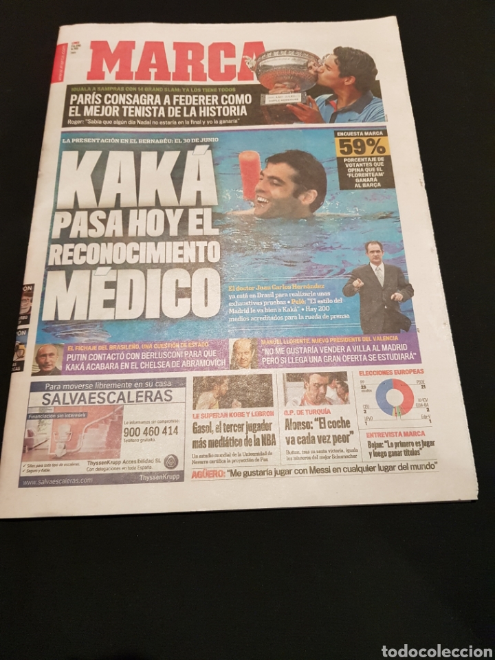 Sports collectibles: PEDIDO M&Iacute;NIMO 10&euro; + GASTOS Peri&oacute;dico Marca Lunes 8 de Junio de 2009