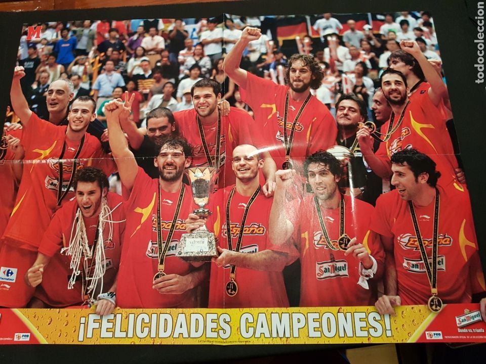 Sports collectibles: Poster Selecci&oacute;n Espa&ntilde;ola de Baloncesto Campeones del Mundo 2006