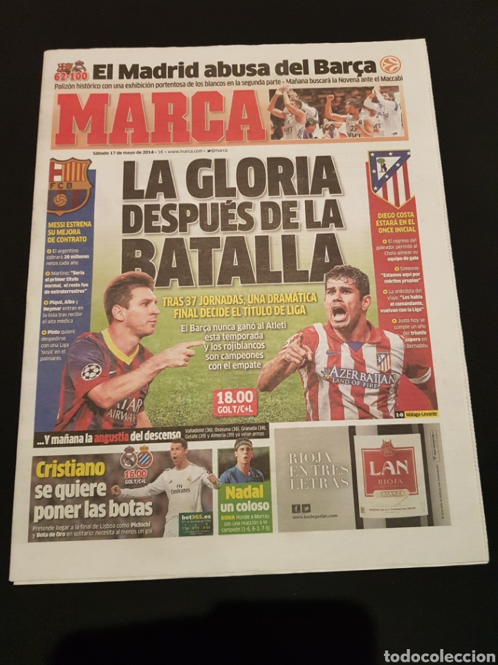 Sports collectibles: PEDIDO M&Iacute;NIMO 10&euro; + GASTOS Peri&oacute;dico Marca S&aacute;bado 17 de Mayo de 2014