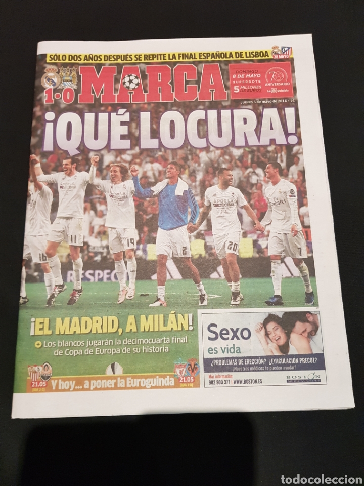 Sports collectibles: PEDIDO M&Iacute;NIMO 10&euro; + GASTOS Peri&oacute;dico Marca Jueves 5 de Mayo de 2016