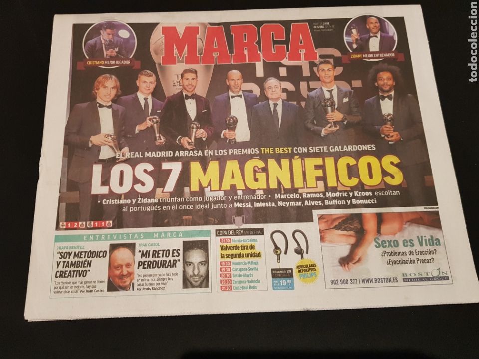 Colecionismo desportivo: Diario Marca Martes 24 de Octubre de 2017 Premios The Best Los 7 magn&iacute;ficos