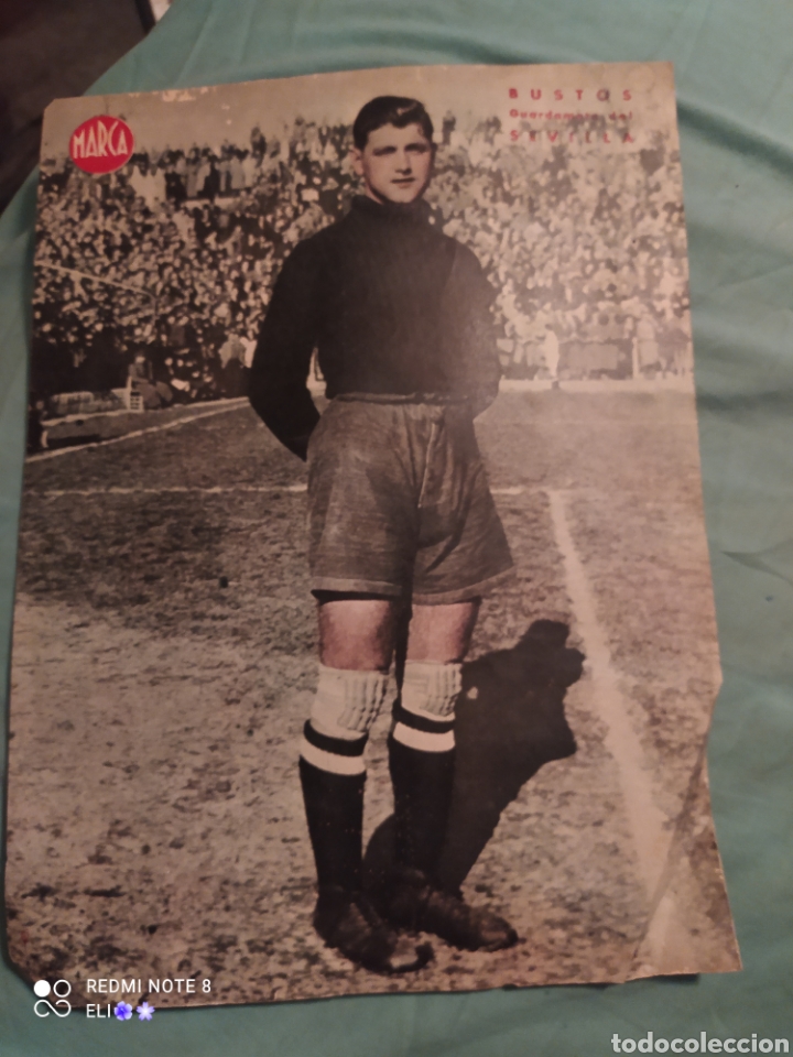 Sammelleidenschaft Sport: ESTAMOS LIQUIDANDO. Poster futbol peri&oacute;dico marca a&ntilde;os 50 , Bustos , Sevilla