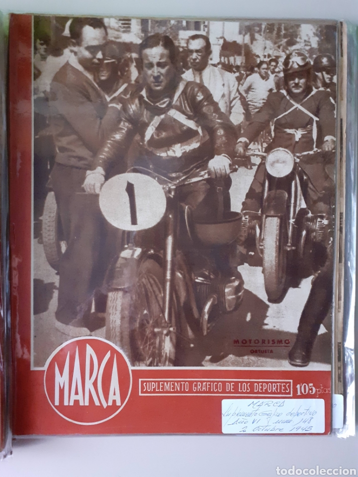 Colecionismo desportivo: Marca. Semanario gr&aacute;fico de los deportes n&uacute;mero 148 fecha 2 d&eacute; Octubre de 1945