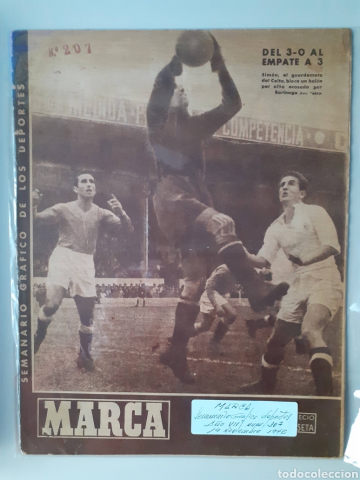 Colecionismo desportivo: Marca. Semanario gr&aacute;fico de los deportes n&uacute;mero 207 de fecha 19 de noviembre de 1946