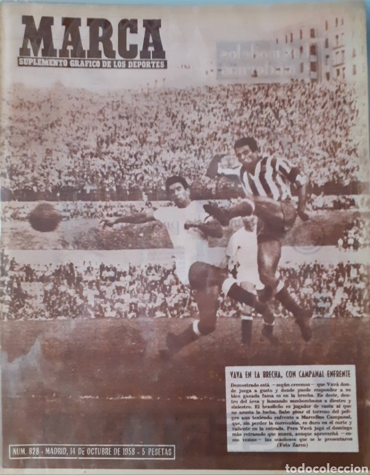 Colecionismo desportivo: Marca Suplemento gr&aacute;fico de los deportes n&uacute;mero 828. Fecha 14 de octubre de 1958