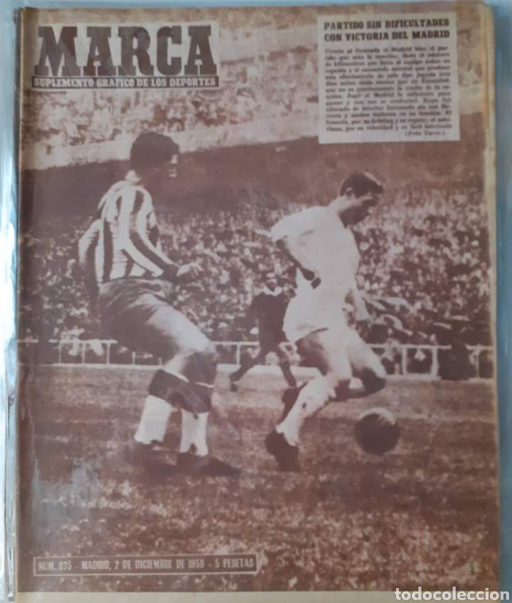 Colecionismo desportivo: Marca Suplemento gr&aacute;fico de los deportes n&uacute;mero 835 fecha 2 d&eacute; diciembre de 1958