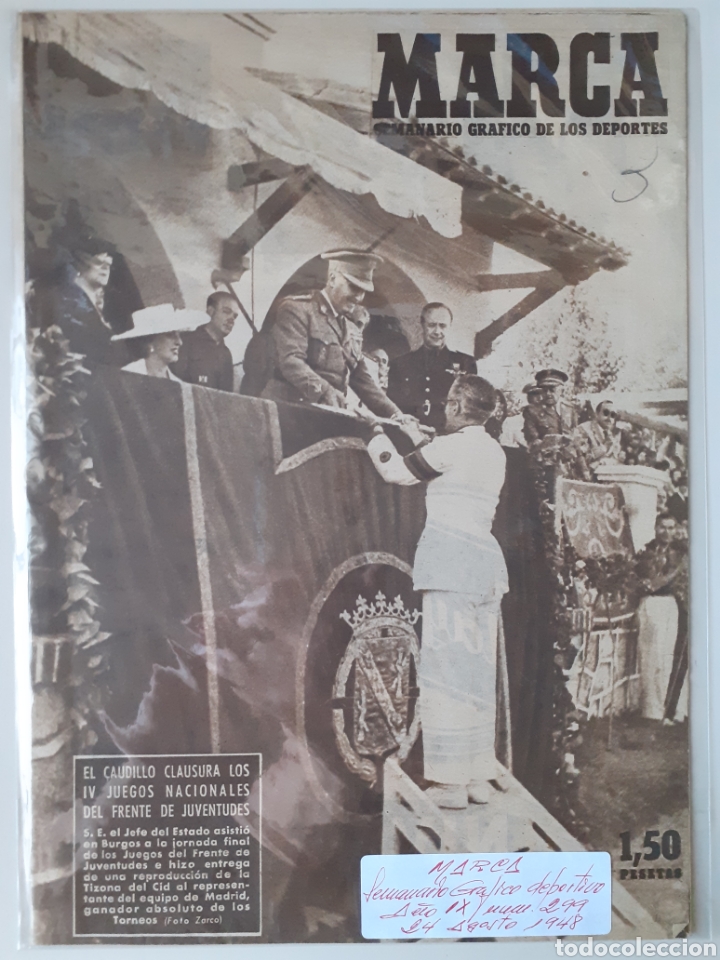Colecionismo desportivo: MARCA Semanario gr&aacute;fico deportivo n&uacute;mero 299 fecha 24 agosto de 1948