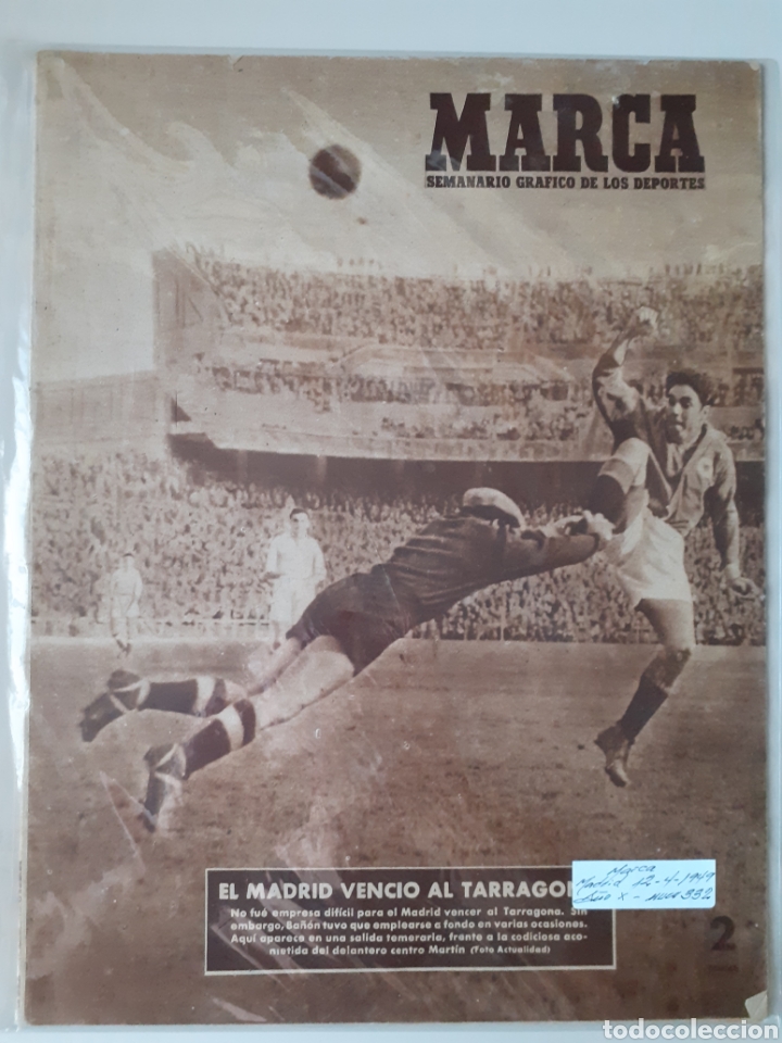Colecionismo desportivo: MARCA Semanario gr&aacute;fico deportivo n&uacute;mero 332 fecha 12 de abril de 1949