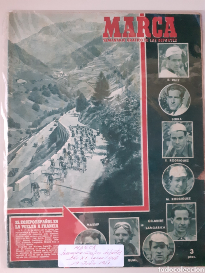 Colecionismo desportivo: MARCA Semanario gr&aacute;fico deportivo n&uacute;mero 446 fecha 19 de junio de 1951