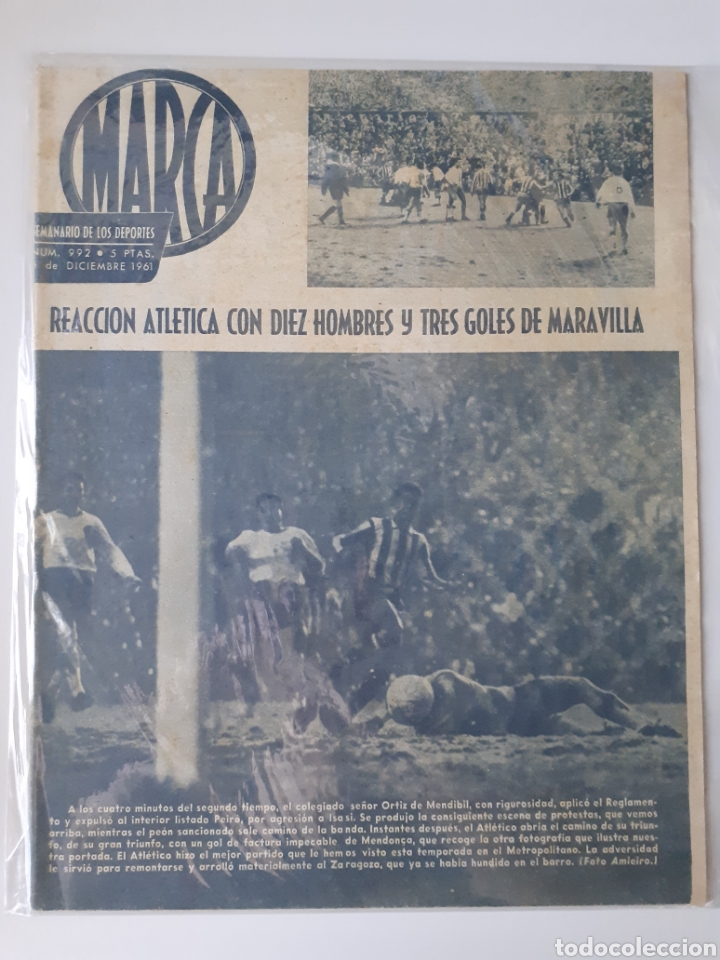 Colecionismo desportivo: MARCA Semanario gr&aacute;fico deportivo n&uacute;mero 992 fecha 5 de diciembre de 1961