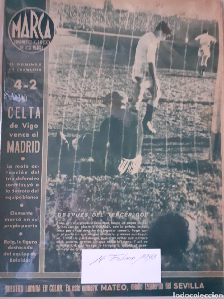Colecionismo desportivo: MARCA Semanario gr&aacute;fico deportivo n&uacute;mero fecha 16 de febrero de 1943