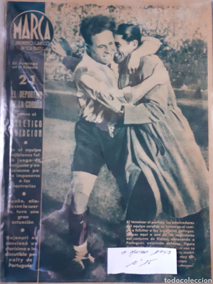 Colecionismo desportivo: MARCA Semanario gr&aacute;fico deportivo n&uacute;mero 15 fecha 9 de marzo de 1943