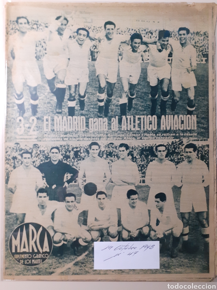 Colecionismo desportivo: MARCA Semanario gr&aacute;fico deportivo n&uacute;mero 47 fecha 19 de octubre de 1943