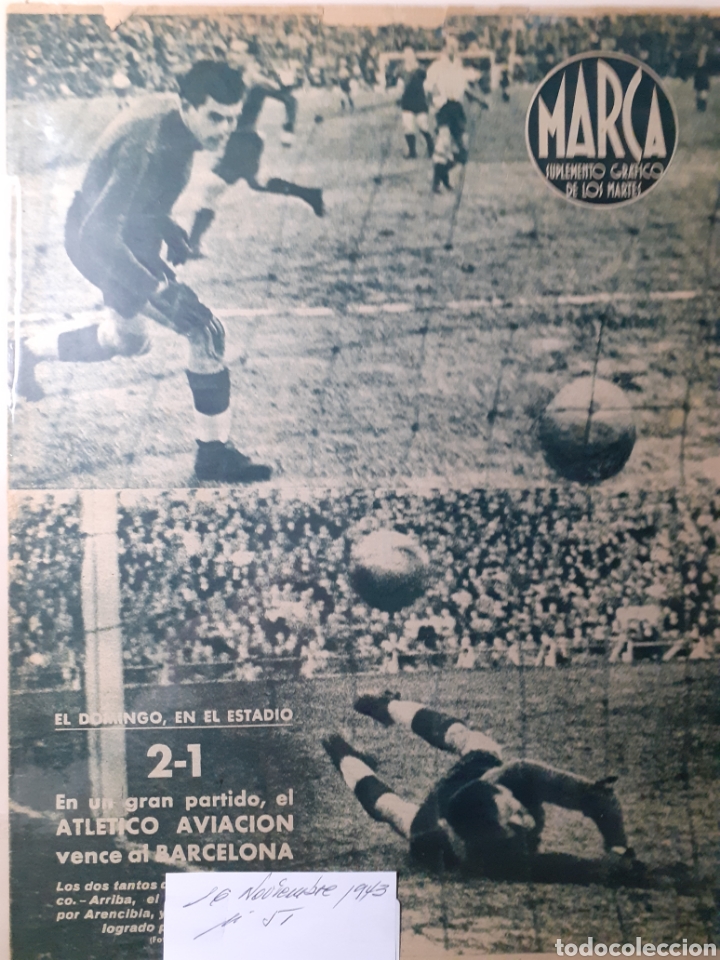 Colecionismo desportivo: MARCA Semanario gr&aacute;fico deportivo n&uacute;mero 51 fecha 16 de noviembre de 1943