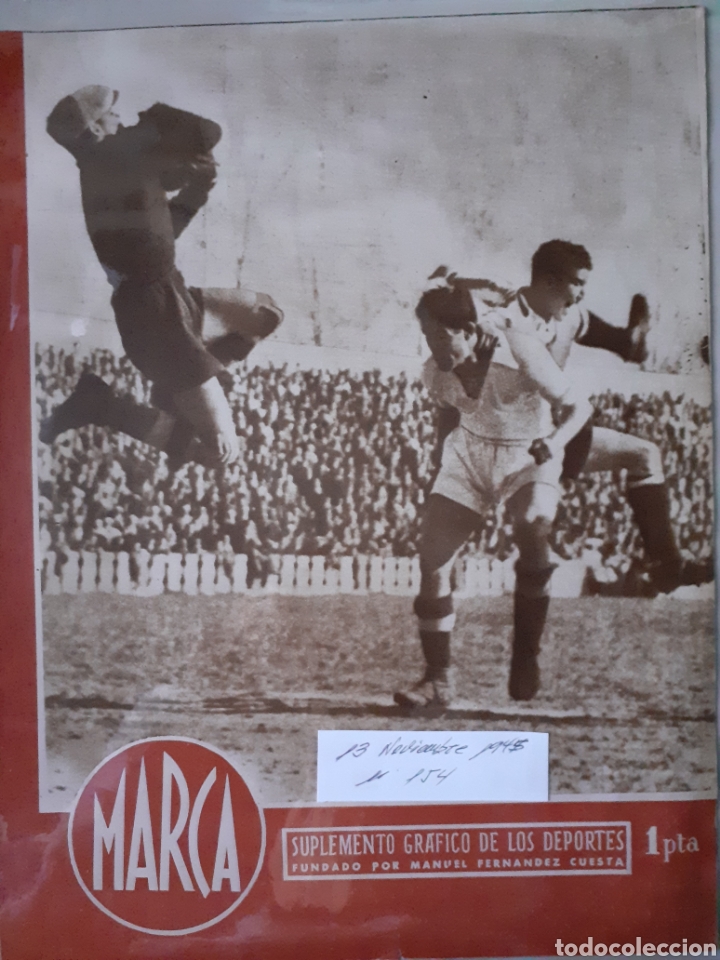 Coleccionismo deportivo: MARCA Semanario gr&aacute;fico deportivo n&uacute;mero 154 fecha 13 noviembre de 1945
