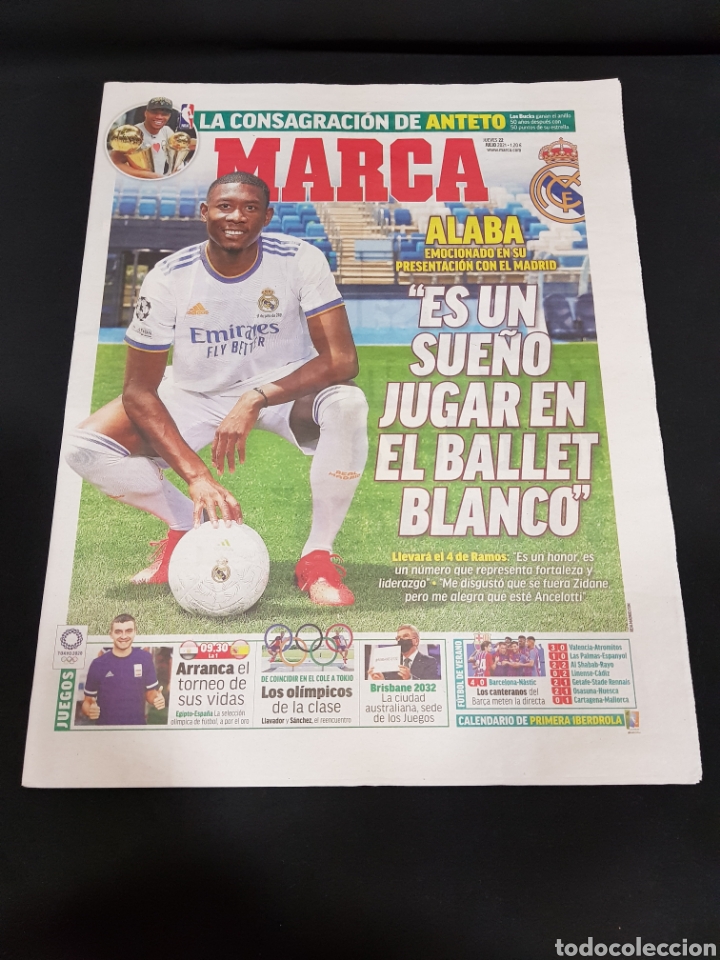 Colecionismo desportivo: PEDIDO M&Iacute;NIMO 10&euro; + GASTOS Peri&oacute;dico Marca Jueves 22 de Julio de 2021