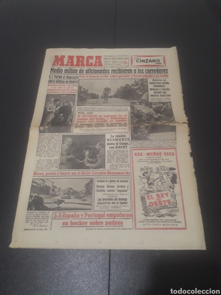 Sports collectibles: 30/04/1956. ATLETICO MADRID - NEWCASTLE HOMENAJE A MERCIA /REAL MADRID - MILAN / ESPA&Ntilde;OL - BOTAFOGO.