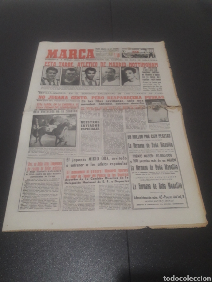 Colecionismo desportivo: 28/05/1959. TRIBUTE TO MIGUEL: ATLETICO MADRID - NOTTINGHAM/VALENCIA - NOTTINGHAM.