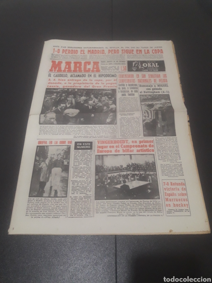 Collectionnisme sportif: 29/05/1959. ATLETICO MADRID - NOTTINGHAM TRIBUTE TO MIGUEL 6 - 1 /COPA: SEVILLA 1 - R.MADRID 0.