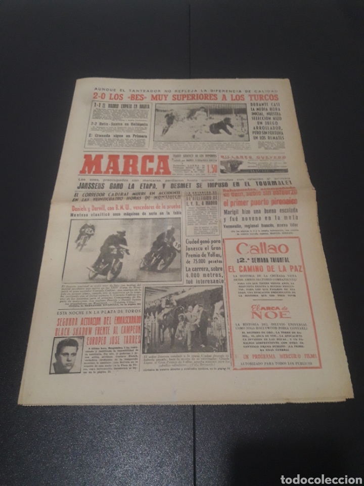Colecionismo desportivo: 06/07/1959. PROMOCION PRIMERA: GRANADA SABADELL/ BETIS SANTOS/MILLONARIOS REAL MADRID/ SPAIN TURKEY.