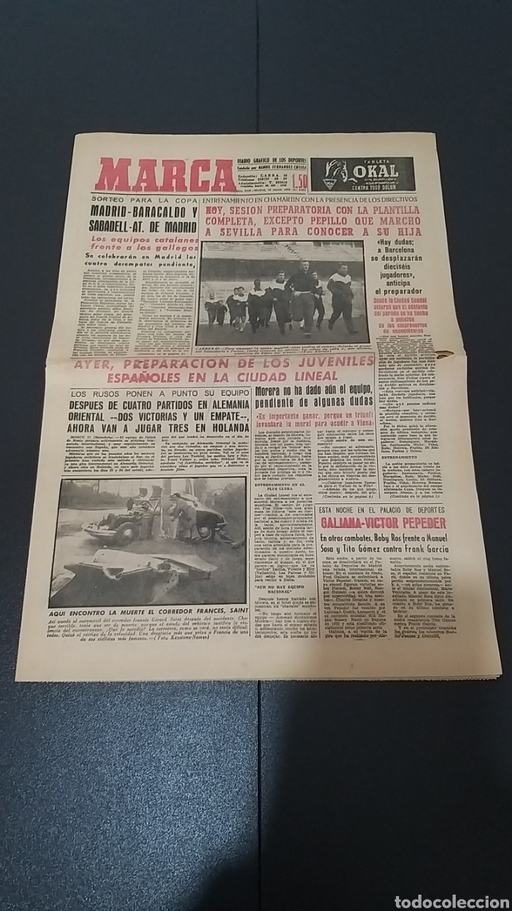 Colecionismo desportivo: 18/03/1960. SORTEO COPA: R.MADRID BARACALDO - SABADELL AT MADRID - TARRASA FERROL MAS/ VALENCIA NIM