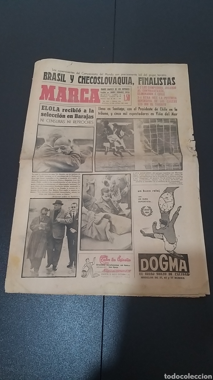 Sammelleidenschaft Sport: 14/06/1962. MUNDIAL DEL 62 SEMIFINALES: CHILE BRASIL CHECOSLOVAQUIA YUGOSLAVIA.