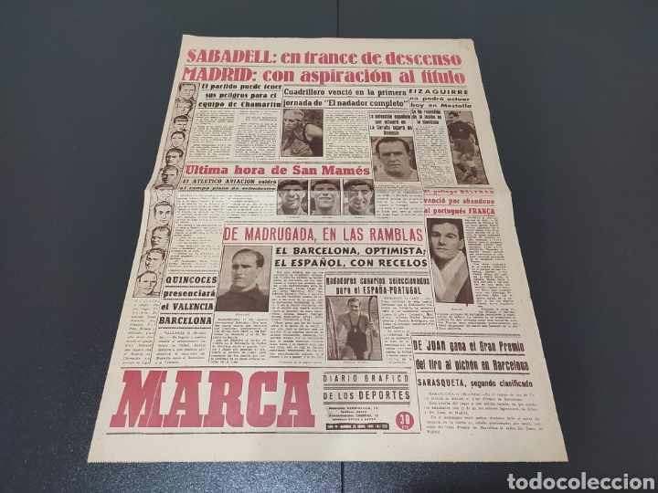 Sammelleidenschaft Sport: 22/04/1945. AT BILBAO - AT AVIACI&Oacute;N / REAL MADRID - SABADELL / ALCOYANO - ZARAGOZA 4 - 2.