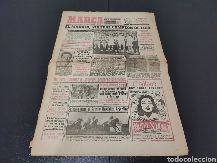 Coleccionismo deportivo: 05/04/1954. LIGA: AT BILBAO JA&Eacute;N / CORU&Ntilde;A BARCELONA / MADRID GIJ&Oacute;N / OVIEDO AT MADRID / SANTANDER Y