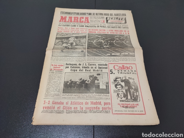 Coleccionismo deportivo: 09/03/1959. CELTA BARCELONA GIJ&Oacute;N AT MADRID R.MADRID OVIEDO RESTO JORNADA.