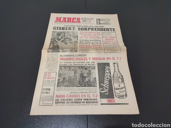 Coleccionismo deportivo: 15/07/1967. COPA DAVIS: ESPA&Ntilde;A - RUSSIA 2 - 2 GILBERT / CICLING: SIMPSON TRIBUTE / AT MADRID NOTTING