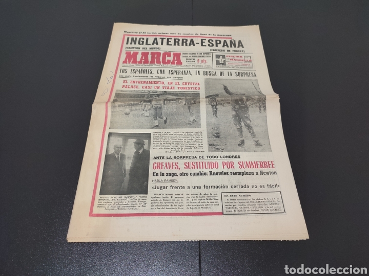 Coleccionismo deportivo: 03/04/1968. EUROPEAN CHAMPIONSHIP QUARTER: ENGLAND - SPAIN / TROFEO SAN L&Aacute;ZARO: PONTEVEDRA OPORTO.
