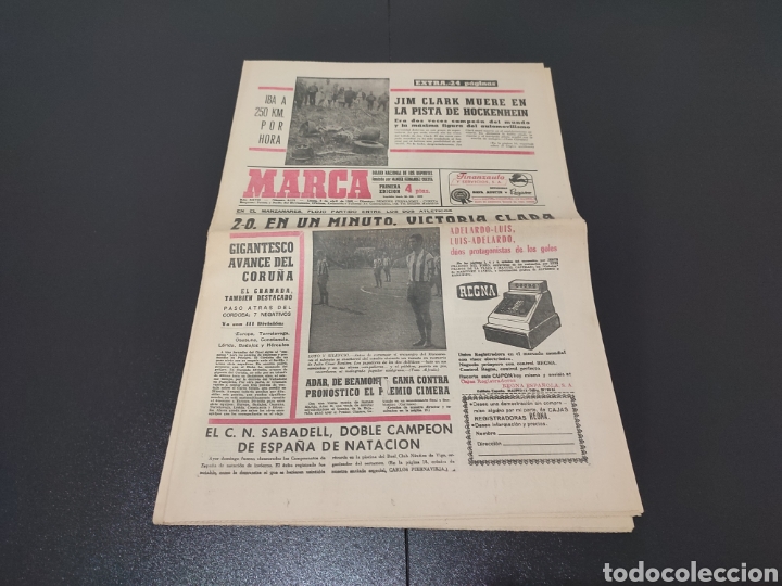 Collectionnisme sportif: 08/04/1968. JIM CLARK DEATH / C&Oacute;RDOBA SEVILLA - LAS PALMAS PONTEVEDRA - SABADELL R.SOCIEDAD Y MAS