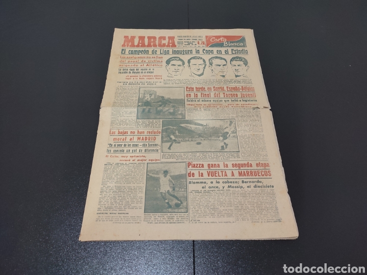 Coleccionismo deportivo: 17/04/1952. COPA: BARCELONA - AT MADRID / SUB 20 SPAIN BELGIUM / ROMERO FAMECHON / M&Aacute;LAGA.
