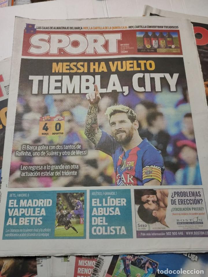 Coleccionismo deportivo: Periódicos Deportivos Sport lote 9 emblemáticos Messi - Foto 2 - 298881148