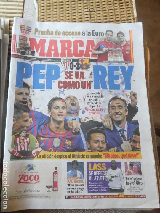 Sammelleidenschaft Sport: MARCA - ATHLETIC CLUB 0 - F.C BARCELONA 3 - FINAL DE COPA 2012 - ADI&Oacute;S DE GUARDIOLA 26-05- 2012