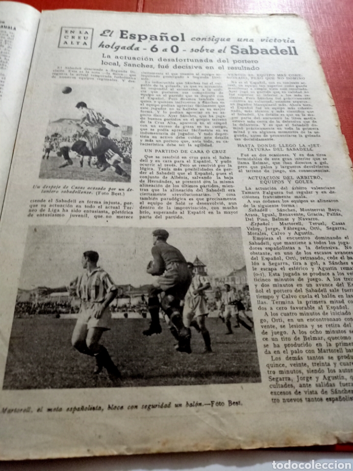 Coleccionismo deportivo: Vida deportiva semanario ilustrado campeones de liga Barcelona 1945 el español consigue victoria sob - Foto 3 - 302425448