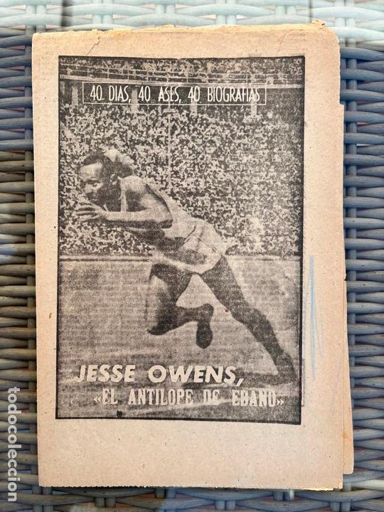 Coleccionismo deportivo: JESSE OWENS, EL ANT&Iacute;LOPE DE &Eacute;BANO. SERIE 40 D&Iacute;AS, 40 ASES, 40 BIOGRAF&Iacute;AS. AGOSTO DE 1963.