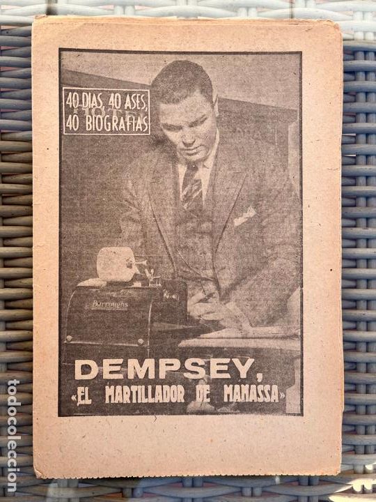 Coleccionismo deportivo: DEMPSEY, EL MARTILLADOR DE MASSANA. SERIE 40 D&Iacute;AS, 40 ASES 40 BIOGRAF&Iacute;AS MARCA AGOSTO DE 1963