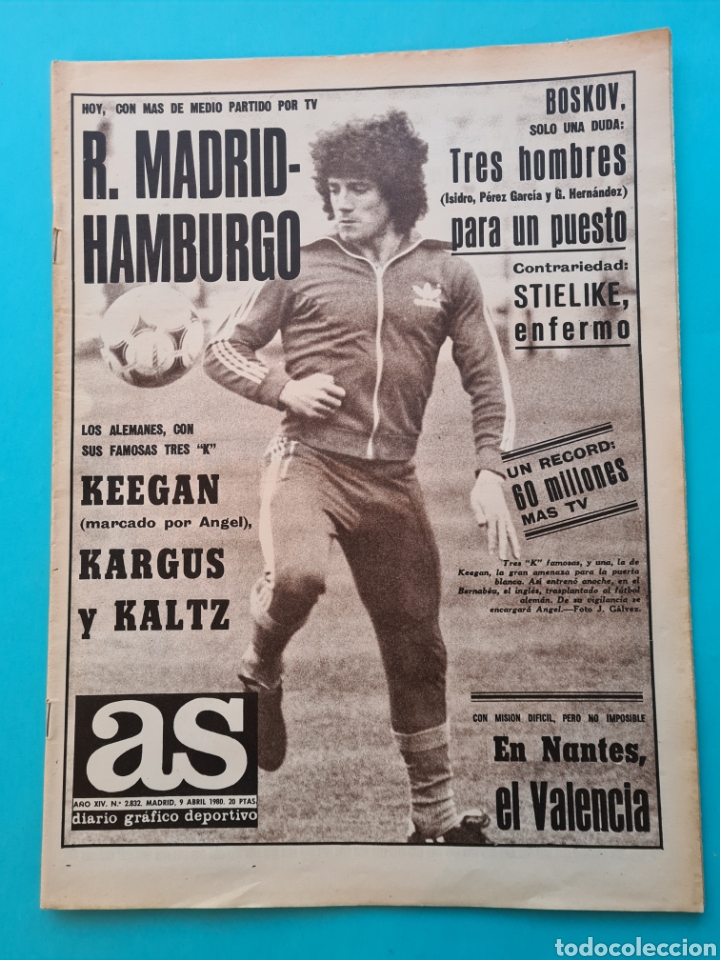 Coleccionismo deportivo: DIARIO AS - 9 ABRIL 1980 - COPA DE EUROPA, REAL MADRID / HAMBURGO, ..., COMPLETO