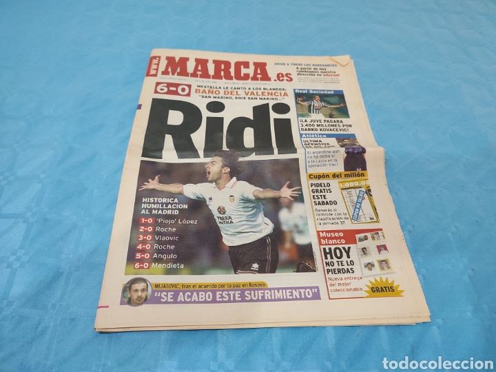 Colecionismo desportivo: 10/06/1999. VALENCIA,6 - REAL MADRID,0 COPA DEL REY.