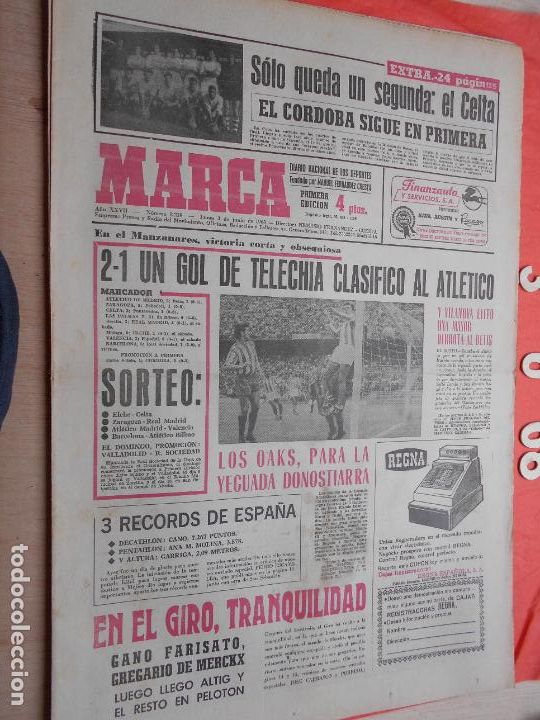 Coleccionismo deportivo: PERIODICO MARCA 3 DE JUNIO DE 1968 - Foto 1