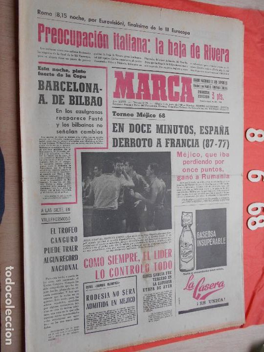 Coleccionismo deportivo: PERIODICO MARCA 8 DE JUNIO DE 1968 - Foto 1