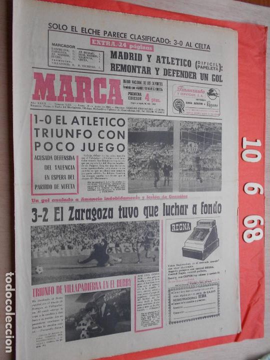 Coleccionismo deportivo: PERIODICO MARCA 10 DE JUNIO DE 1968 - Foto 1