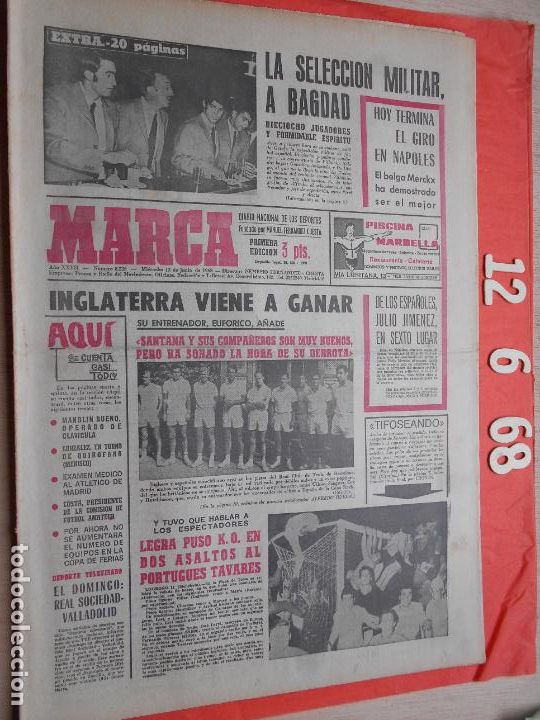 Coleccionismo deportivo: PERIODICO MARCA 12 DE JUNIO DE 1968 - Foto 1