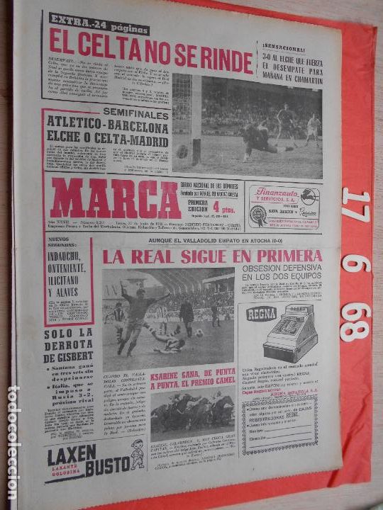 Coleccionismo deportivo: PERIODICO MARCA 17 DE JUNIO DE 1968 - Foto 1
